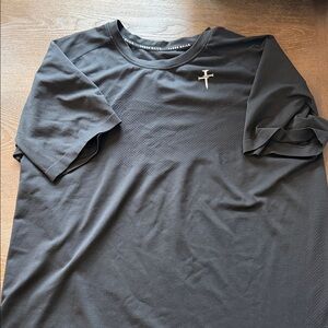 Three Nails Men's Black Short-Sleeve Athletic Shirt with Cross Logo